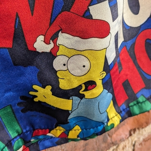 St. Tropez XL Bart Simpson Santa Hat Christmas Satin Blend Boxers - Picture 3 of 5